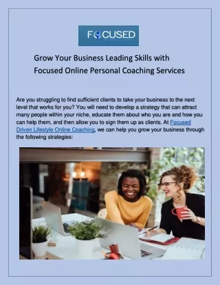 Grow your business leading skills with focused online coaching service