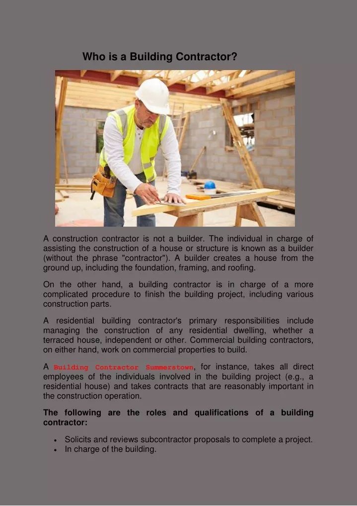 who is a building contractor