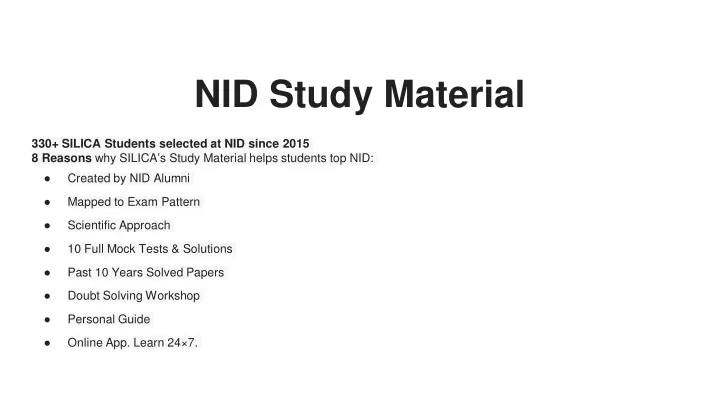 nid study material