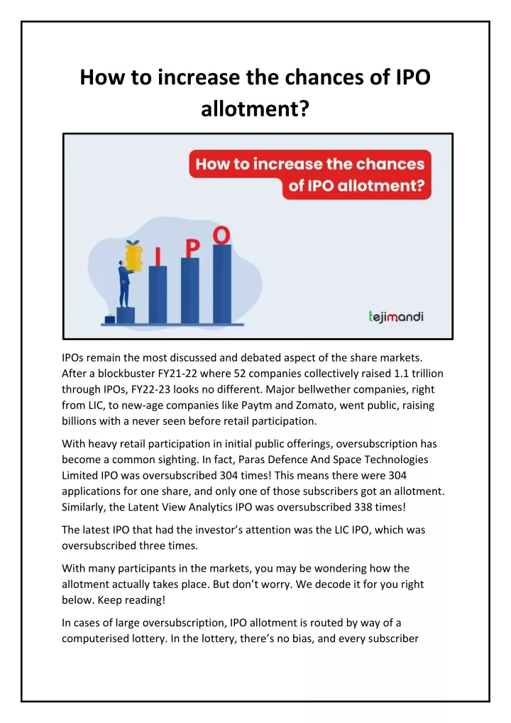 PPT - How To Increase The Chances Of IPO Allotment PowerPoint ...