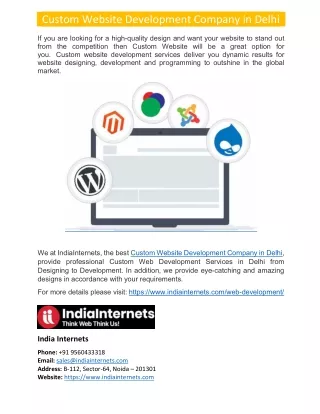Custom Website Development Company in Delhi