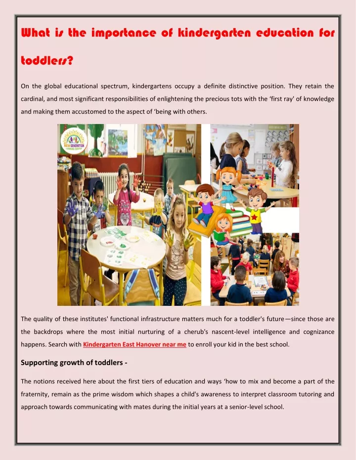 what is the importance of kindergarten education