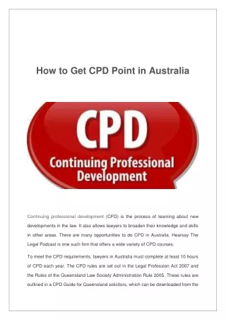 How To Get CPD Point in Australia