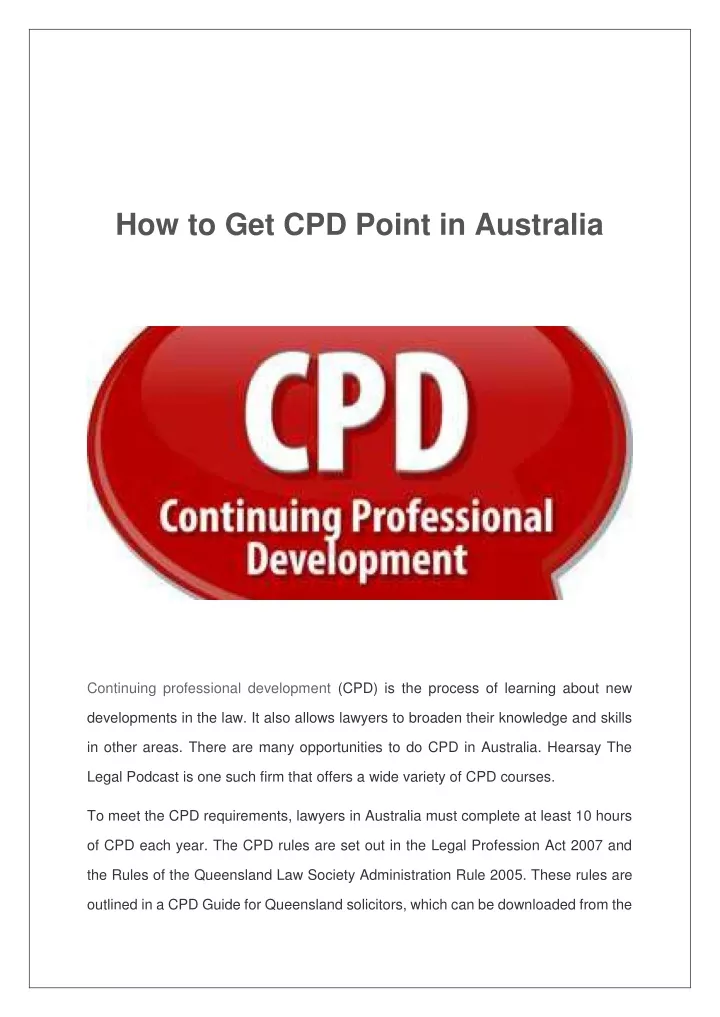 how to get cpd point in australia