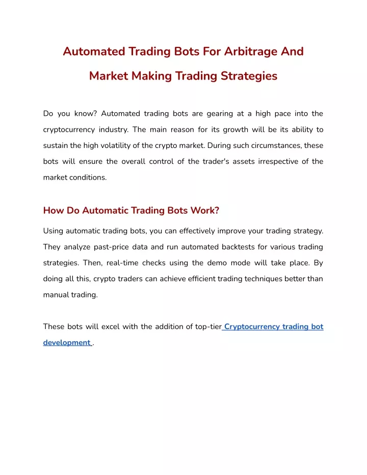 automated trading bots for arbitrage and