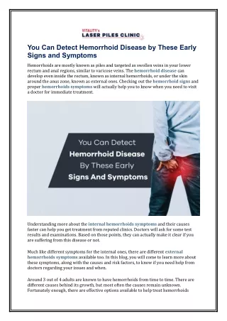 You Can Detect Hemorrhoid Disease by These Early Signs and Symptoms
