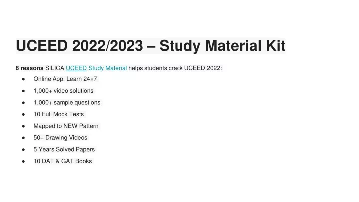 uceed 2022 2023 study material kit