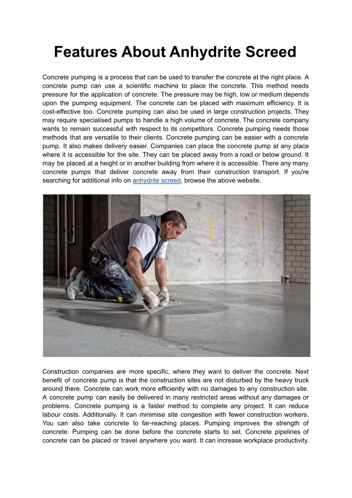 features about anhydrite screed