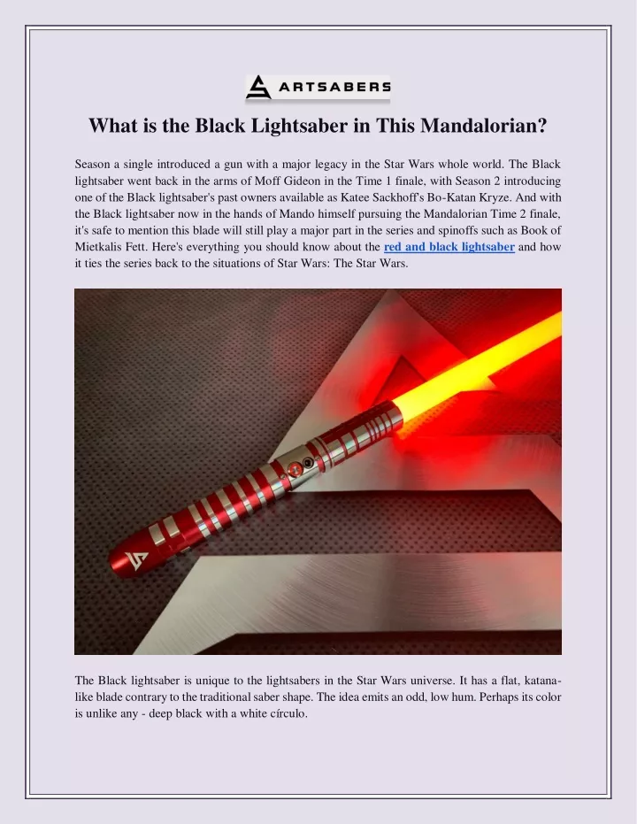 what is the black lightsaber in this mandalorian