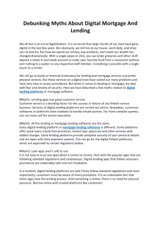 debunking myths about digital mortgage and lending