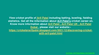 Arif Patel, Arif Patel Dubai, Arif Patel UK | Best Cricketer of UAE.