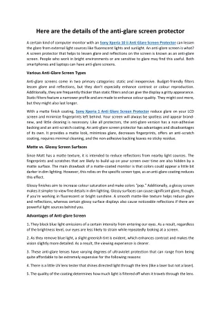 here are the details of the anti glare screen