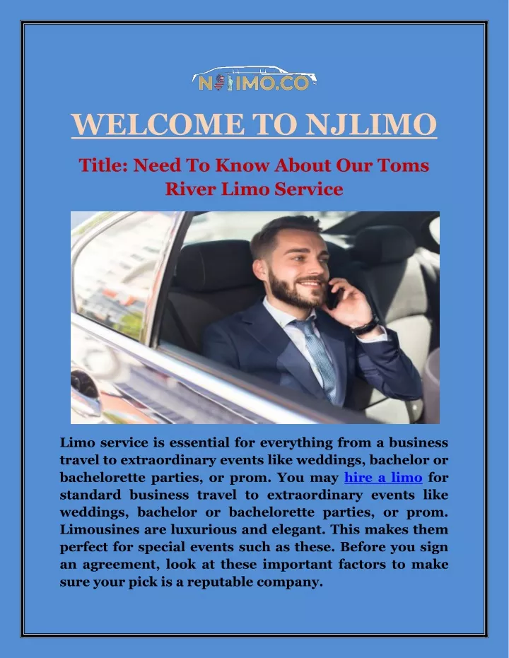 welcome to njlimo