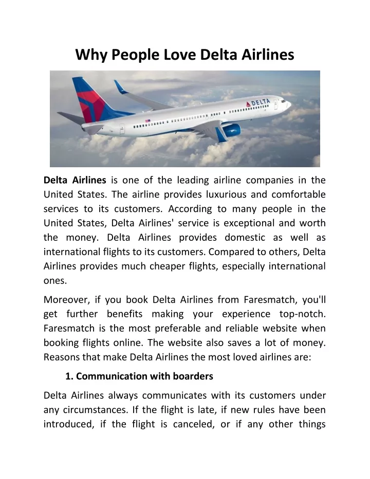 why people love delta airlines