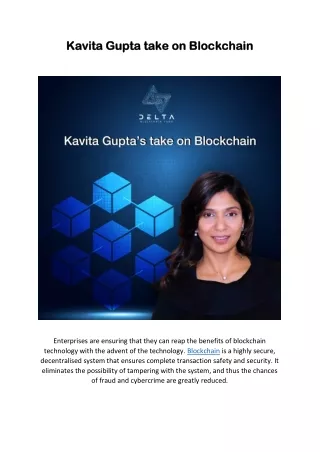 kavita gupta tak kavita gupta take on blockchai