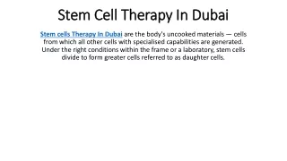 stem cell therapy in dubai