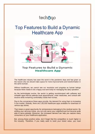 Top Features to Build a Dynamic Healthcare App