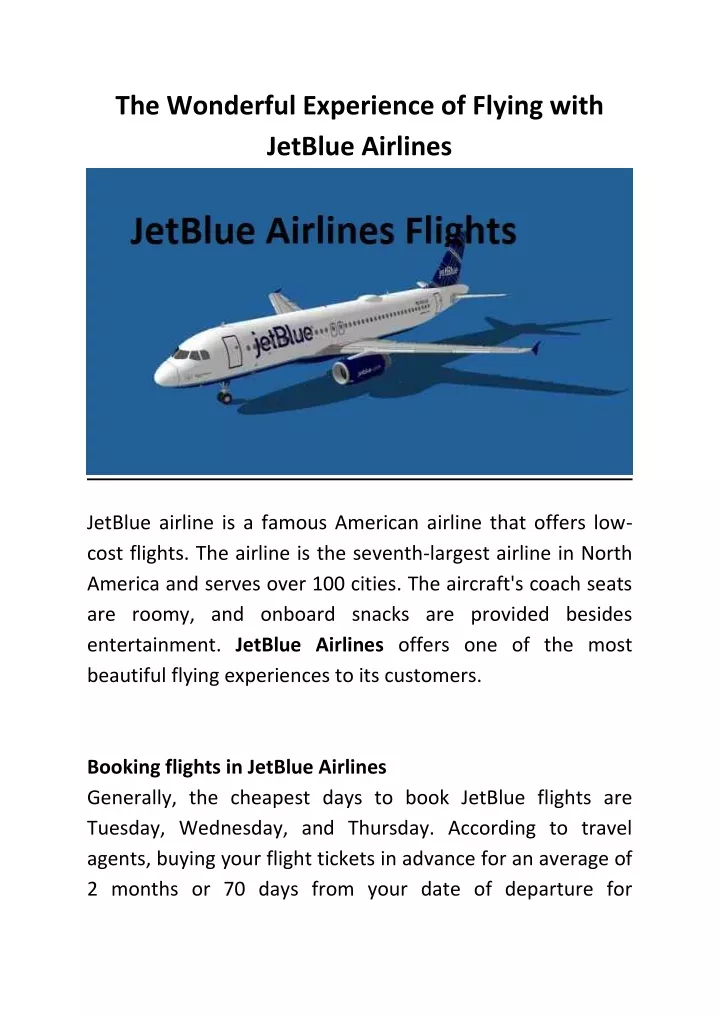 the wonderful experience of flying with jetblue