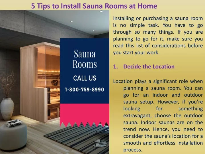 5 tips to install sauna rooms at home