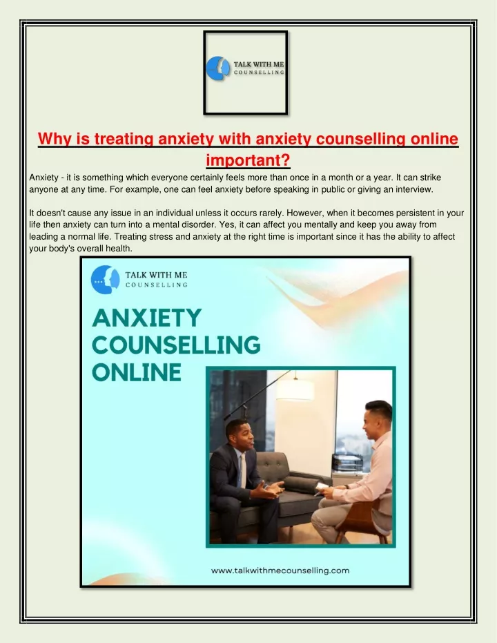 PPT - Why is treating anxiety with anxiety counselling online important ...