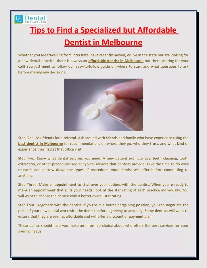 tips to find a specialized but affordable dentist