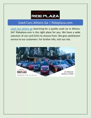 Used Cars Athens Ga | Rideplaza.com