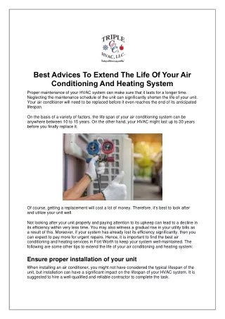 Best Advices To Extend The Life Of Your Air Conditioning And Heating System