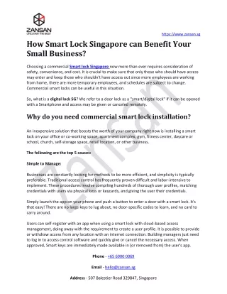 Smart Lock Singapore | Know How it Benefit for Your Small Business?