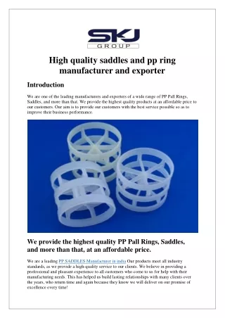 High quality saddles and pp ring manufacturer and exporter