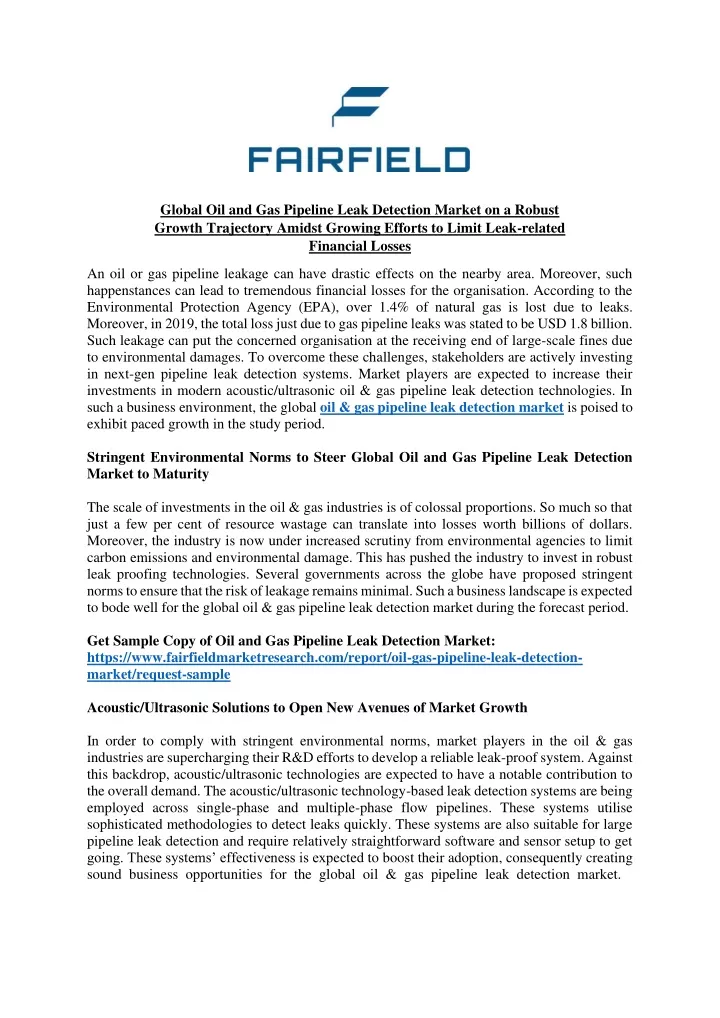 global oil and gas pipeline leak detection market