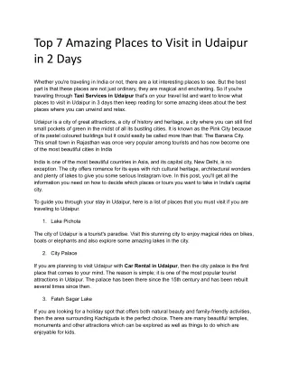 Top 7 Amazing Places to Visit in Udaipur in 2 Days (2)