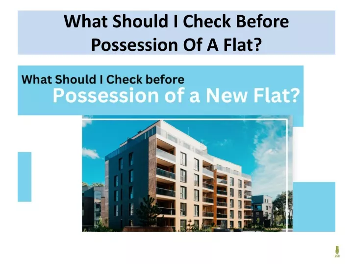 what should i check before possession of a flat