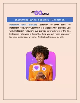 Instagram Panel Followers | Gosmm.in