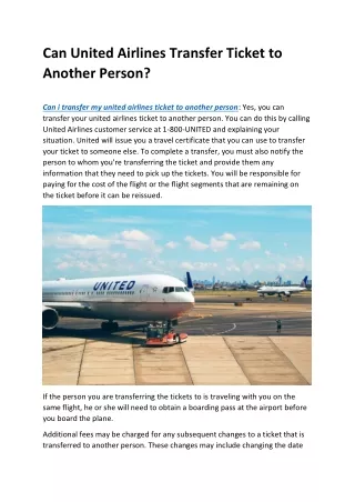 can united airlines transfer ticket to another