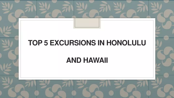 top 5 excursions in honolulu