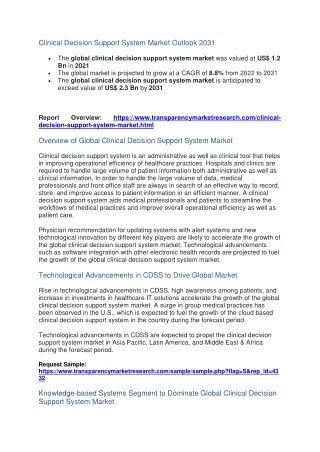 clinical decision support system market outlook