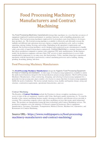 food processing machinery manufacturers