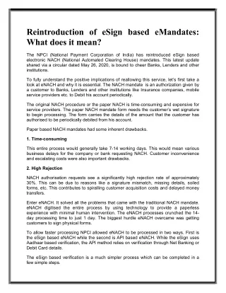 reintroduction of esign based emandates what does