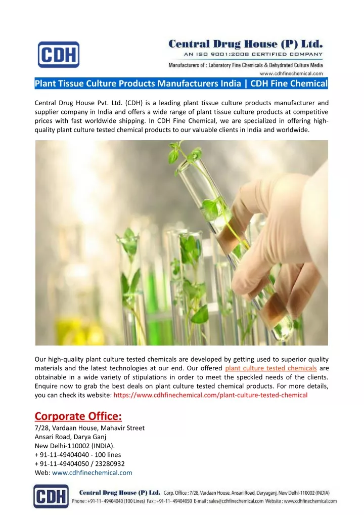 plant tissue culture products manufacturers india