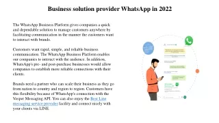 Business solution provider WhatsApp in 2022