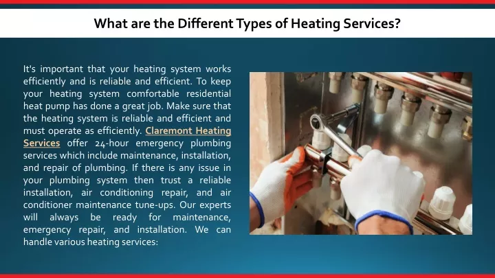 what are the different types of heating services