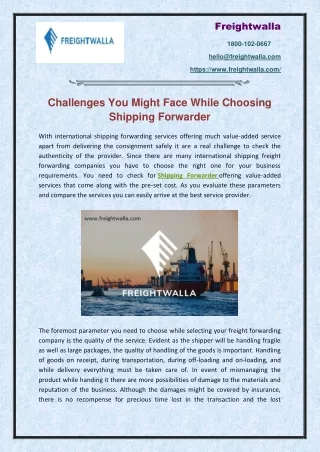 Challenges You Might Face While Choosing Shipping Forwarder