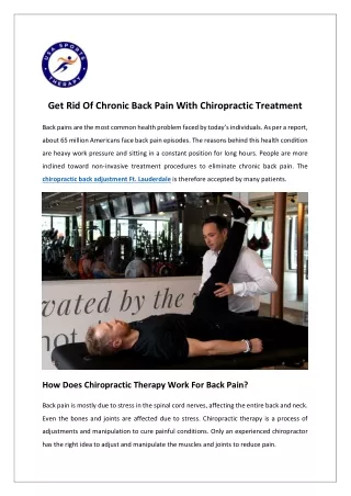 Get Rid Of Chronic Back Pain With Chiropractic Treatment