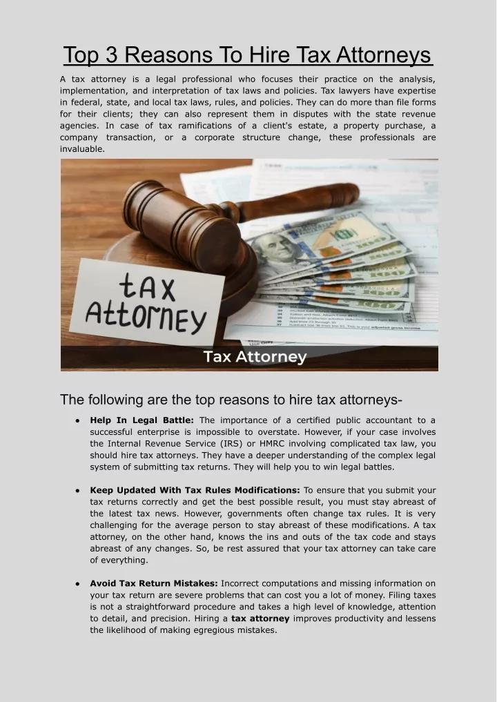 top 3 reasons to hire tax attorneys