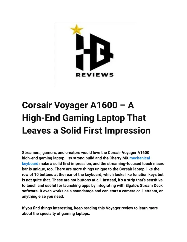 corsair voyager a1600 a high end gaming laptop