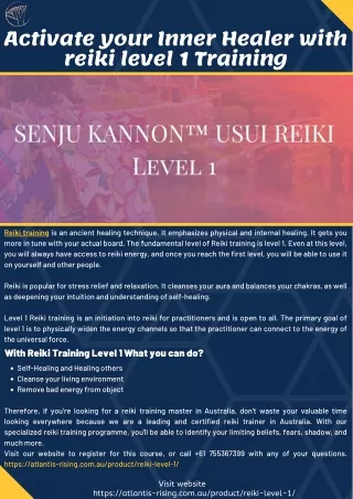 Activate your Inner Healer with reiki level 1 Training