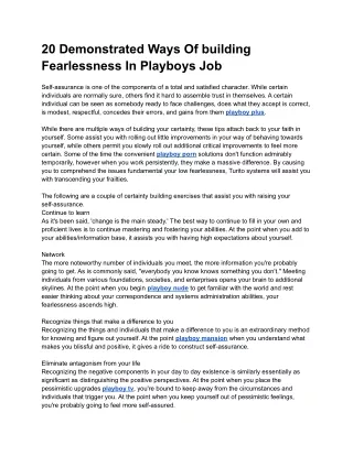 20 Demonstrated Ways Of building Fearlessness In Playboys Job