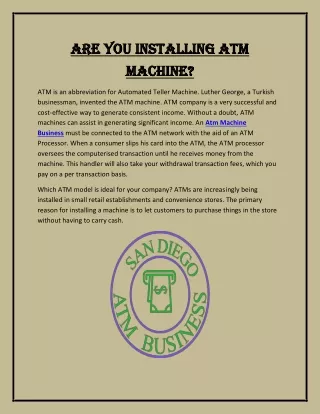 are you installing atm are you installing