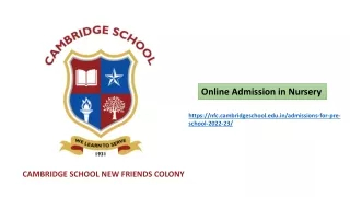 online admission in nursery