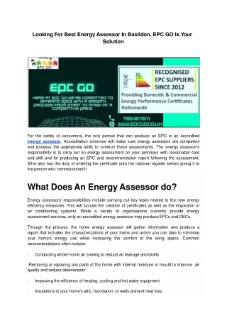 Looking For Best Energy Assessor In Basildon, EPC GO Is Your Solution.ppt